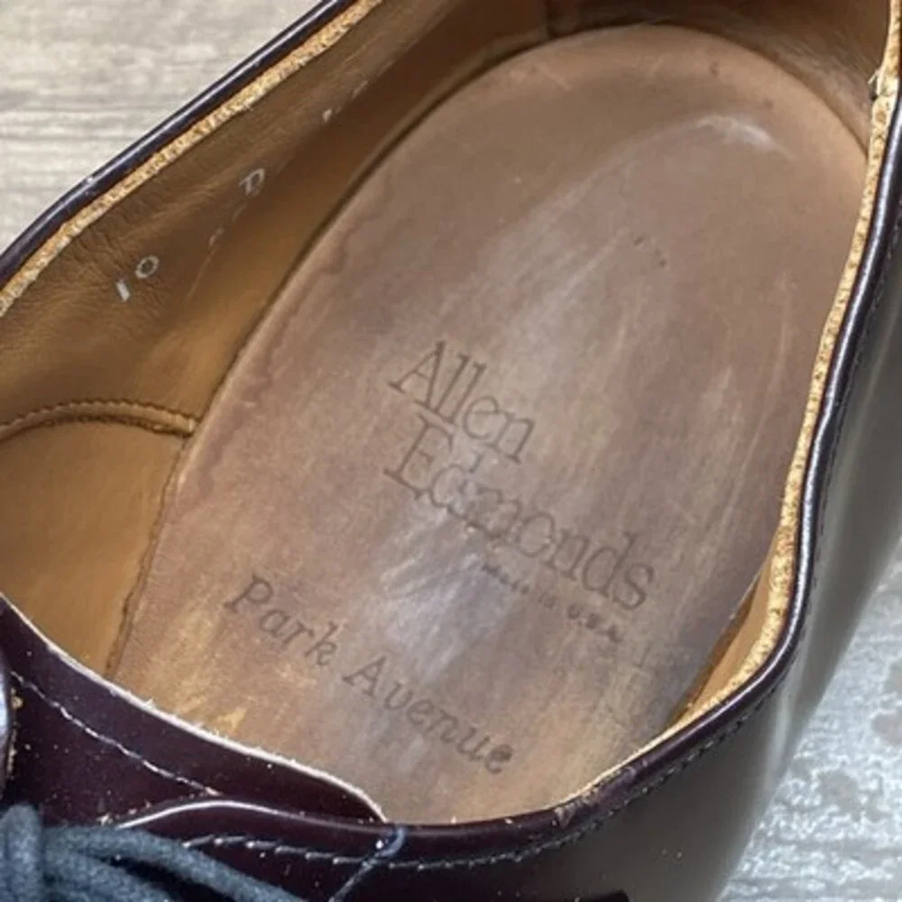 Allen Edmonds Park Avenue Cap Toe Oxfords Mens‎ 10 D5675 Burgundy Leather USA